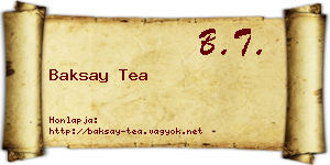 Baksay Tea névjegykártya